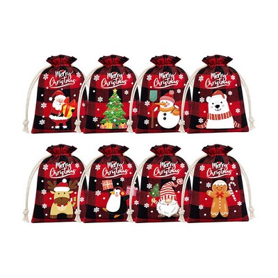 Checked Christmas Tree Candy Decor Pouch