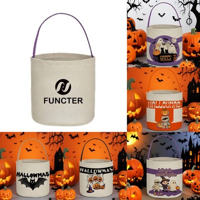 Custom Halloween Candy Cylindrical Canvas Bag